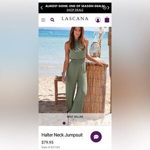 Lascana Chic Olive Sleeveless Halter  Jumpsuit Skze 6